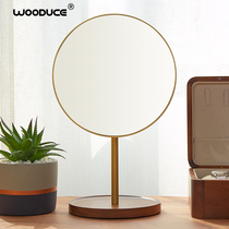 WOODCE Hu Peach Wood Cosmetic Mirror Desktop Tabletop Comb Makeup Mirror Bedroom Countertop Vertical Retro Nordic Ins Wind