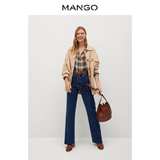 женская рубашка 【转季下架】mango女装衬衫2020秋冬新款羊毛面料v领格纹印花衬衫
