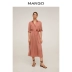 Váy của phụ nữ MANGO 2020 xuân hè mới xếp li thanh lịch phía trước cài cúc dài tay - váy đầm váy đầm