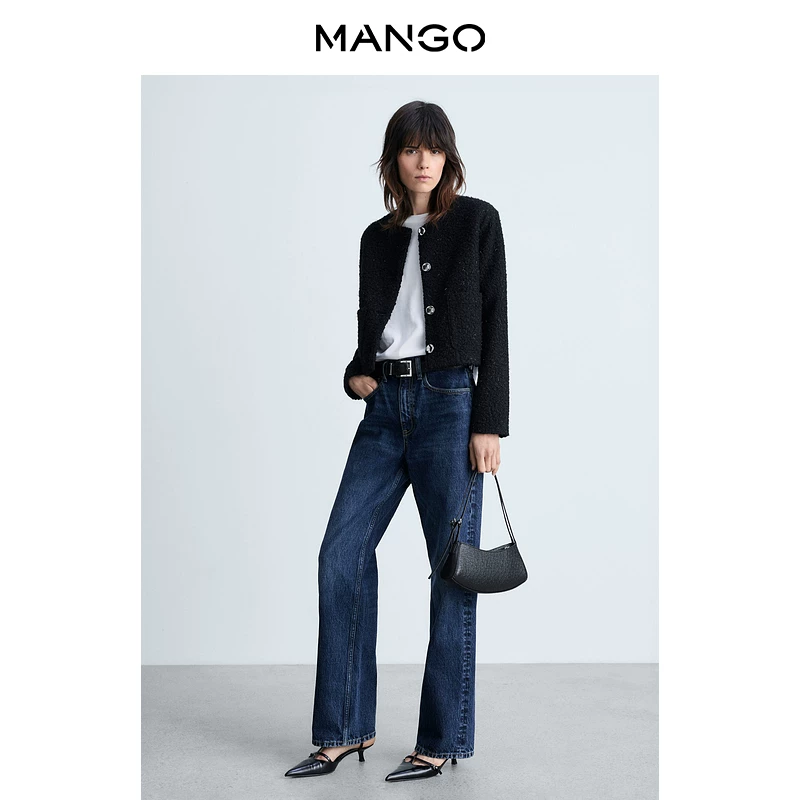 Куртка MANGO для пуховик, бархатные украшения, стиль Chanel