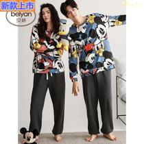 New high-end brand Mickey couple pajamas cute female spring and autumn cotton long sleeve male home