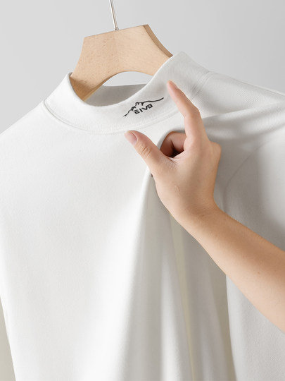 德绒卫衣男秋冬发热内搭半高领保暖打底衫胖子加肥加大码长袖t恤