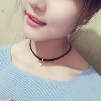 Korean collarbone neck strap neck strap black collar sexy red lip jewelry neck chain