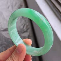 Natural A goods full of green jade bracelet Yang green jade bracelet Waxy ice species positive ring formal jade bracelet 54 ring mouth