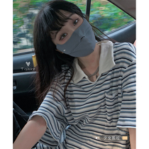 polo collar striped short sleeve T-shirt woman 2022 summer new chic Korean wind loose half sleeve port taste blouse surge