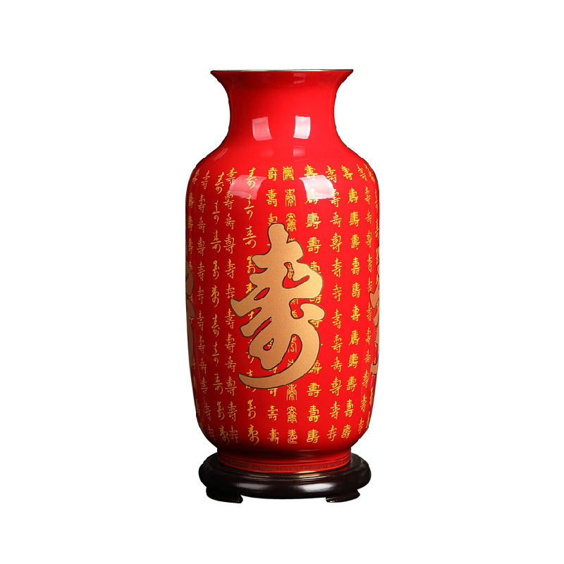 Hunan liling general red porcelain vases bottles of the life of decorative home furnishing articles elder birthday gift ceramics