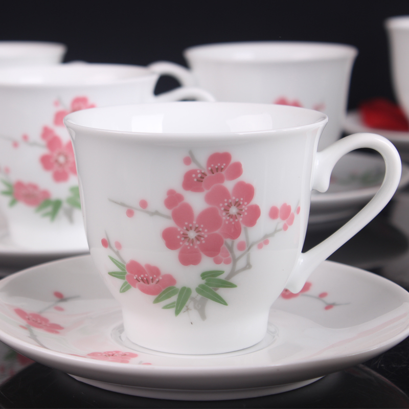 The name plum and The bamboo under The liling glaze colorful ceramics with 15 head spring tea tea coffee cups to use The gift of a complete set of