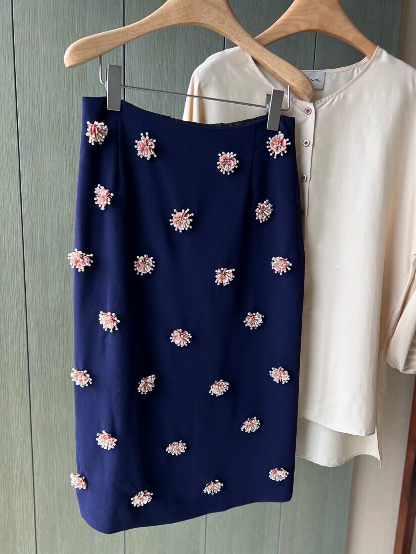 Dries Van Noten Three-dimensional Handmade Flower Bead High Waist