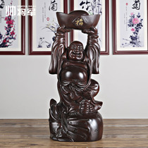Solid wood carving Maitreya Buddha ornaments handicrafts home decorations Laughing Buddha Yuanbao Buddha Porch for gifts