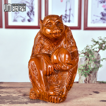 Flowers Pear Wood Carving Monkey Pendulum is solid wood living room Home Decorative Zodiac Monkey Red Wood Engraving Handicraft