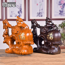 Black sandalwood Carved Gourd Pendulum Piece Home Red Wooden Gourd Handicraft Flowers Pear Solid Wood leopard Opening Gift