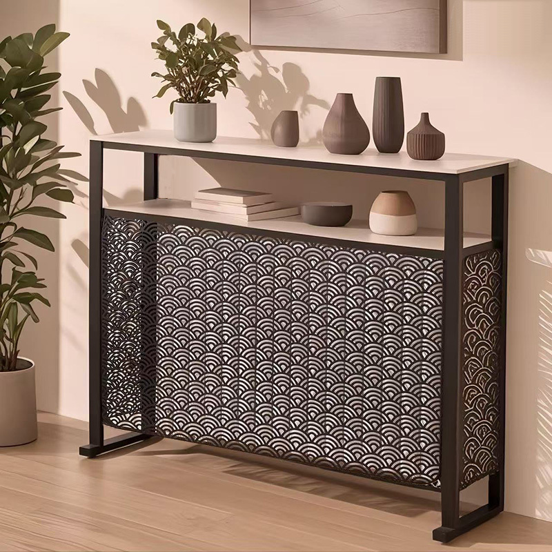 Slate Storage Rack Against the Wall, Decorative Cover for Radiator in Living Room, Narrow Side Cabinet for Entryway, Long Table for Hallway