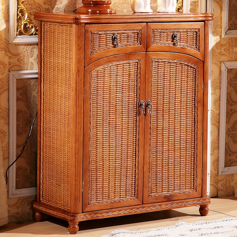 Southeast Asia real rattan shoe cabinet rattan wooden shoe rack porch cabinet dining room cabinet cupboard cabinet kitchen cabinet rattan storage cabinet storage cabinet