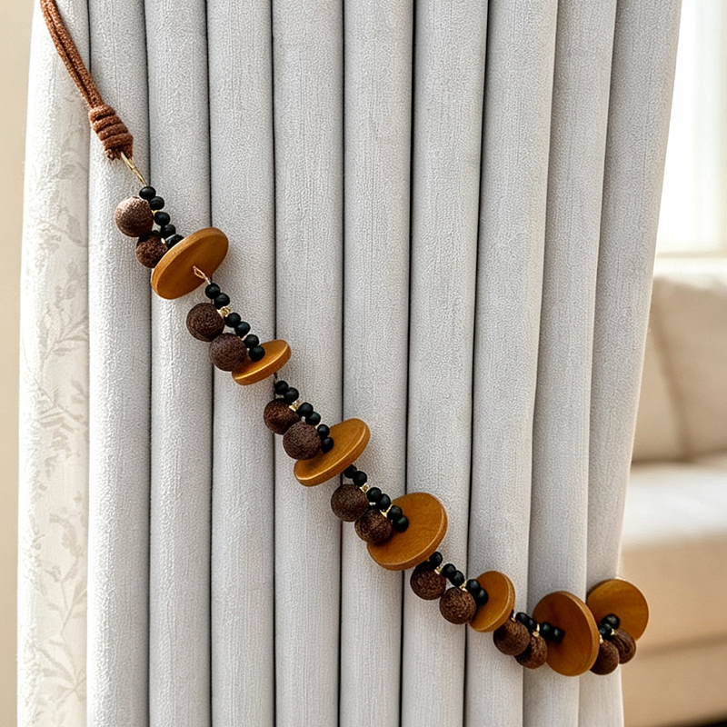 New 1.2m Long Curtain Wooden Bead Tiebacks Bohemian Style Curtain Tiebacks Handmade Beaded Decorative Hanging Ropes