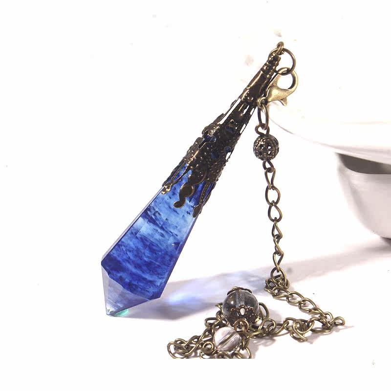 Crystal Lingen Pendant Suit Natural Blue Crystal Necklace Pendant Sweater Necklace FM Couple High Frequency New Hand Gift