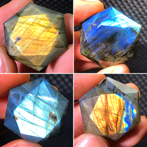 Natural Moon Light Stone Pendant Ash Moonlight Blue Light Lafeldspar Large Satellite Crystal Six Manga Star Necklace Fur Coat Chain Male And Female