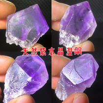 Natural Purple Crystal Raw Stone Purple Nivana Assei Crystal Raw Mineral Ore Wool Mult Bare Stone Pendulum With Hand Grip Decoration