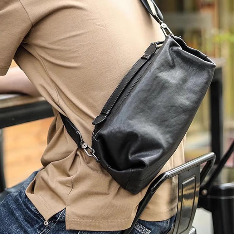 Chic Leather New Genuine Leather Men's Commuter Casual Versatile High-End Single Shoulder Crossbody Bag Backpack Trendy