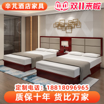 Hotel bed custom hotel bed standard room full set of homestay apartment room express hotel complete set of furniture Chinese retro