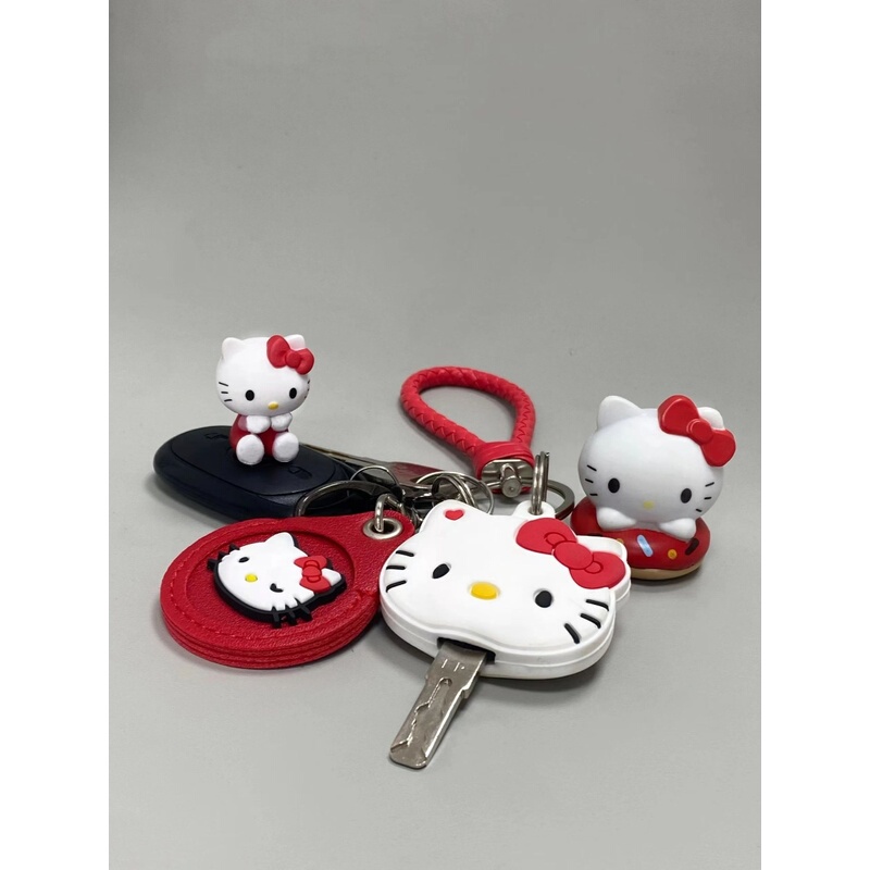 Hellokitty Keychain Set Cartoon Multifunctional Small Card Holder Key Cover Nail Clipper Key Pendant Keyless