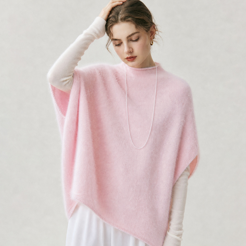 Sweet Style Raccoon Fur Cape for Women, Half-High Collar, Batwing Sleeves, Loose and Stylish, Slimming Knit Top, Lazy Sleeveless Cardigan Sweet Style Raccoon Fur Cape for Women, Half-High Collar, Batwing Sleeves, Loose and Stylish, Slimming Knit Top, Lazy Sleeveless Cardigan