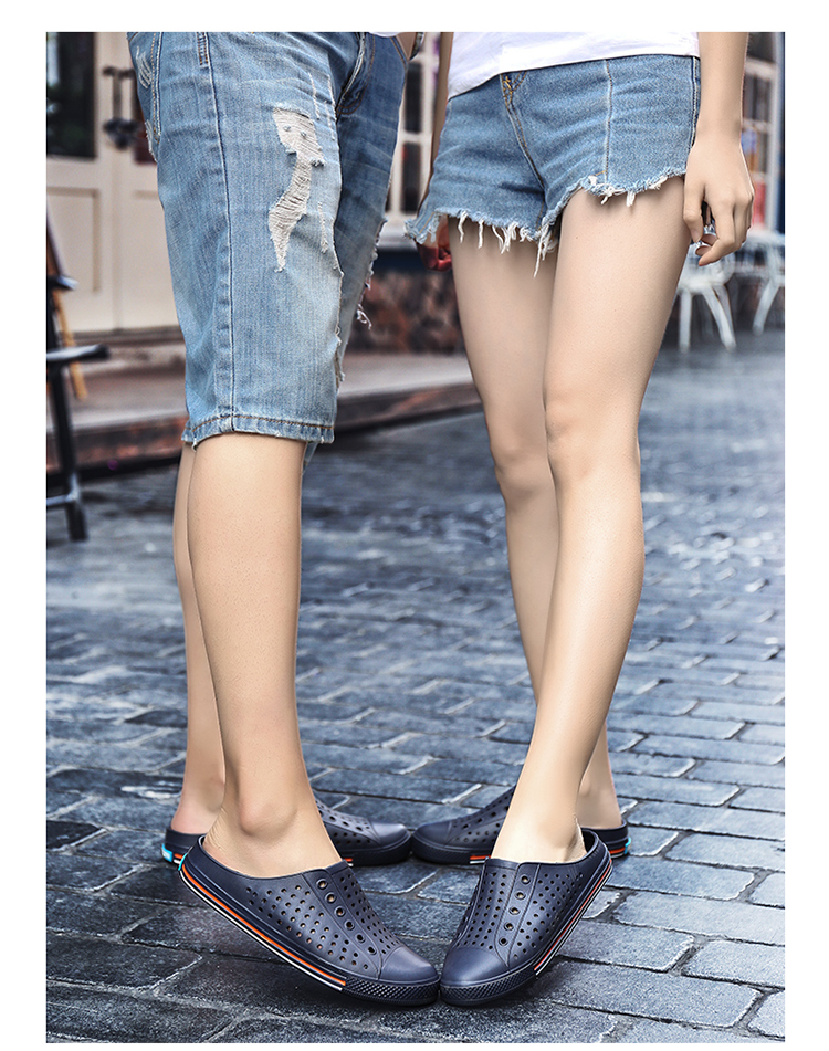 2019 mùa hè giày trắng lỗ của phụ nữ dép dép đi biển giày nam thể thao