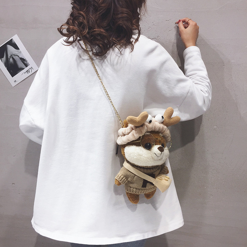 Plush Cute Little Bag Women 2021 New Cartoon Teenage Doll Bag Han Version 100 Hitch Fur Single Shoulder Diagonal Satchel