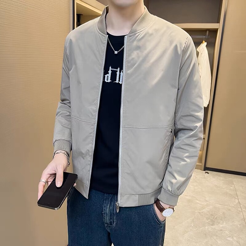 Men's Baseball Jacket Short Coat 2026 Spring and Autumn New Korean Style Slim Fit Solid Color Work Jacket Men's Casual Top