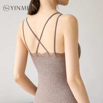 Beauty back camisole Vest Womens belt chest pad Net red explosive knitted Terry to keep warm spring and autumn base lace sexy inside