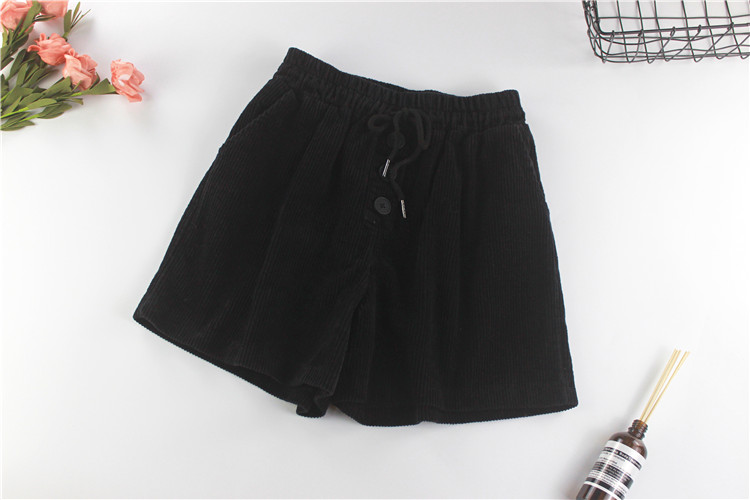 2018 thu đông mới quần thun nhung kẻ eo cao eo cao nhung rộng ống rộng chân Một chiếc quần khóa boot nữ quần đùi nữ đẹp
