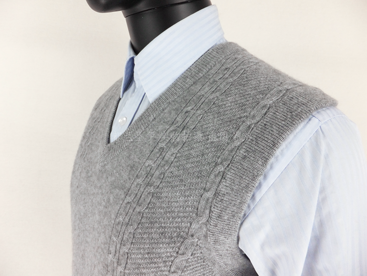 Áo vest nam cổ chữ V mùa thu và mùa đông mới không tay vest đan áo vest trung niên len mỏng áo khoác len nam trung niên