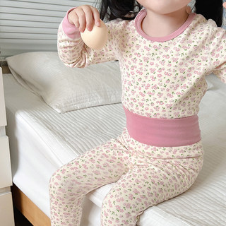 婴儿无骨高腰秋衣宝宝全棉护肚秋裤儿童秋冬保暖内衣女童男孩套装