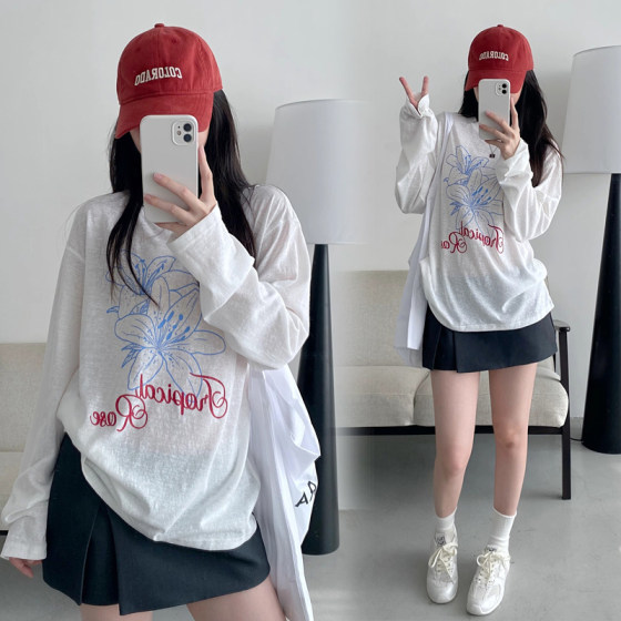 网红孕妇夏装防晒衣长袖t恤2025夏季新款薄款上衣韩版宽松大版衣