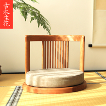 Ancient wood raw flower tatami short stool solid wood Japanese style no legs leaning back chair minimalist balcony floating window chair with floor chair