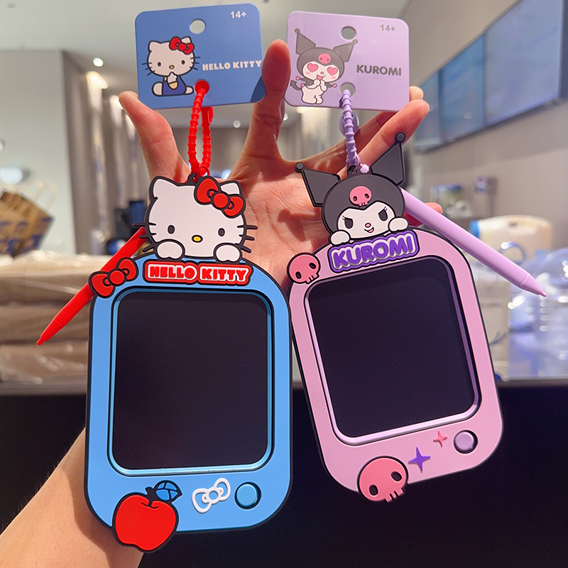 Cute Hellokitty Kuromi Genuine Sanrio Writing Board Keychain Mini Medium-Sized Doodle Board Pendant