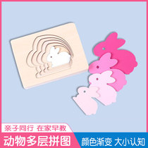 Monteshi Early Education Baby Educational Toys Children Know Size and Color Shallow Changes Animal Multi-layer Puzzle Teaching Ads