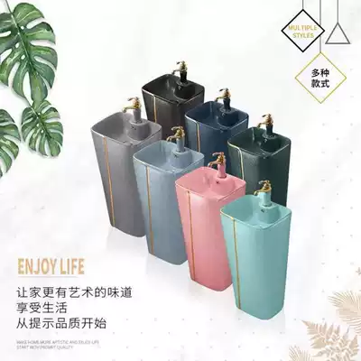 Color column washbasin hotel integrated floor-to-floor hand wash basin balcony outdoor sink frosted column Basin