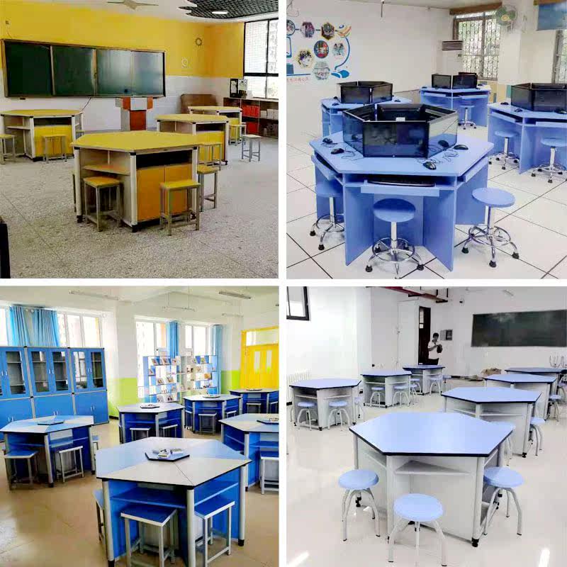 Hexagon Table Group Body Activity Room Splicing Psychological Counseling Hexagon Lifting Training Table Eight Side Table Combined Computer Desk