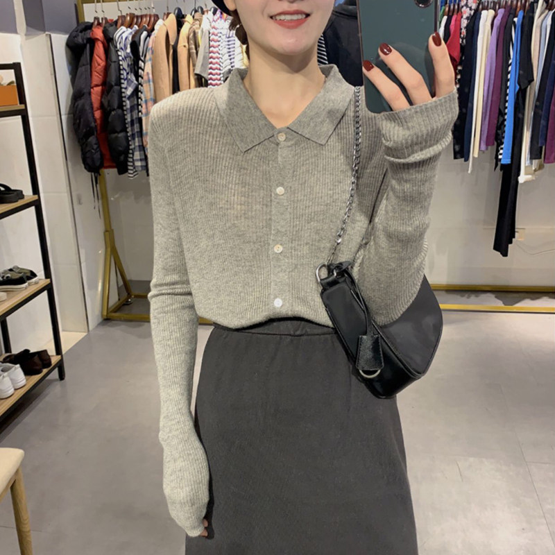 Knitwear sweatshirt with bottom polo blouses polo blouses 2022 new turtlenecks summer long sleeves outer lap slim fit jacket