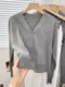 针织衫v领开衫女春秋2025新款薄款长袖短款外搭上衣秋季毛衣外套