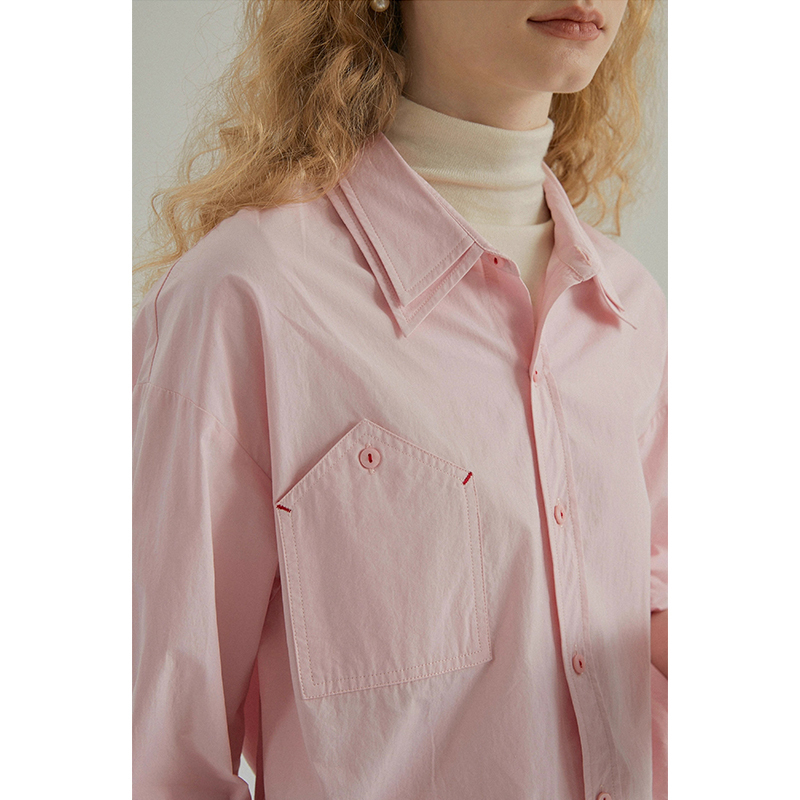 French-Style Retro Double-Layer Collar Pink Shirt for Women, 2026 Autumn and Winter Dopamine Fashion Layered Shirt Inner Top French-Style Retro Double-Layer Collar Pink Shirt for Women, 2026 Autumn and Winter Dopamine Fashion Layered Shirt Inner Top
