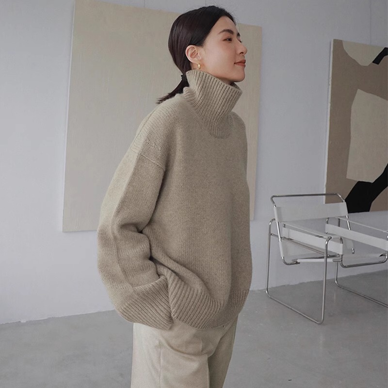 French-Style Turtleneck Sweater for Women, Autumn and Winter 2026 New Style, Loose and Lazy Style Pullover Knitwear, Inner Layer Top
