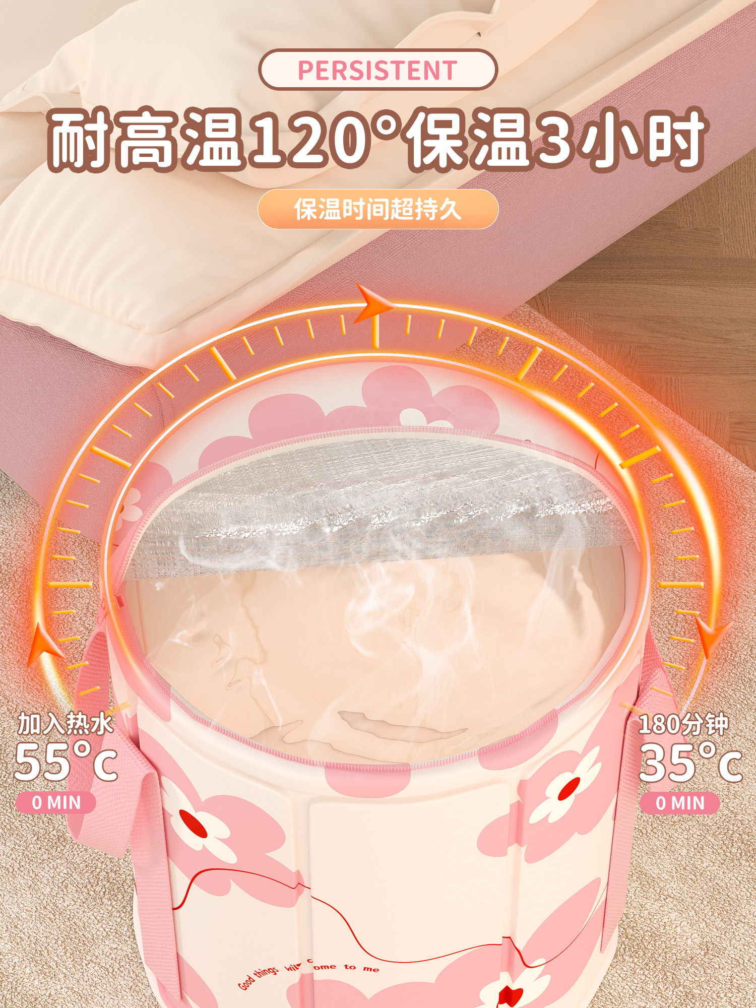 Foot Bath Bucket That Covers the Calves, Foot Spa for Health and Steaming, Over-The-Knee Foot Bath Bag, Insulated, Thickened, Portable, Foldable Foot Washing Basin for Home Use