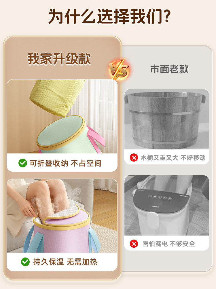 Foldable Foot Bath Bucket for Home Use, Deep Enough to Cover the Calves, Suitable for Dorms, Health-Preserving Foot Bath Bag, Portable Foot Washing Basin, Insulated Foot Bath Bucket