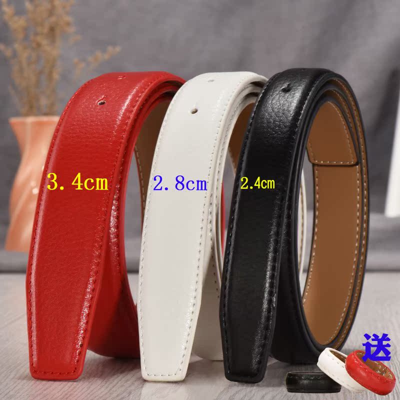 Headless Needle Buckle Belt Lady Without Lead 3 4cm Smooth Buckle Punching Pure Bull Strap Strip Light Body 2 8 Men
