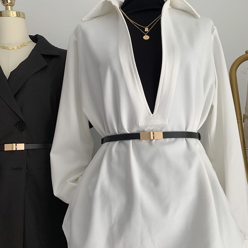 Skirt Belt Trim 100 paired with suit sweater dress foreign dress Waistcoat Black Minima Matt Lady Belt Fashion