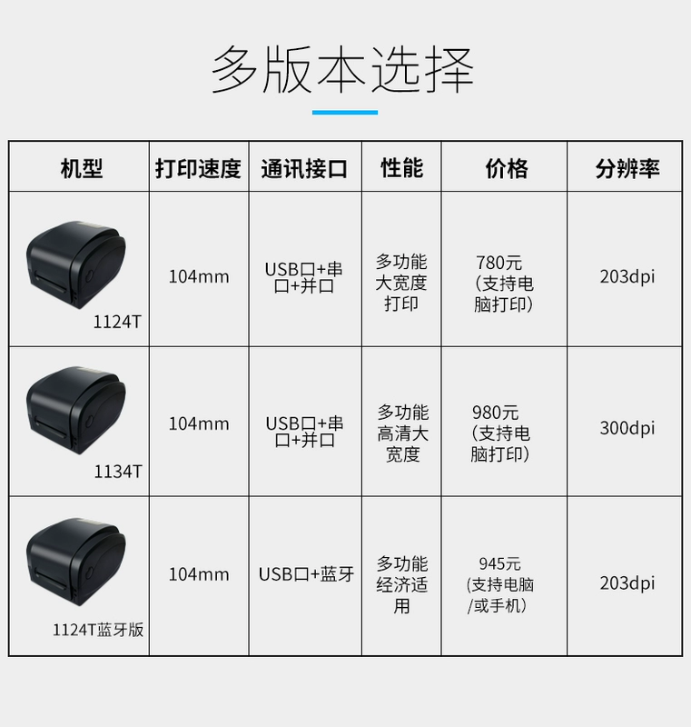 Gprinter GP1124T máy in điện tử bề mặt đơn máy in nhiệt đơn mã vạch tự dán nhãn máy in E mail kho báu điện thoại di động Phiên bản Bluetooth thẻ quần áo giá máy in 1134T - Thiết bị mua / quét mã vạch máy quét mã vạch android