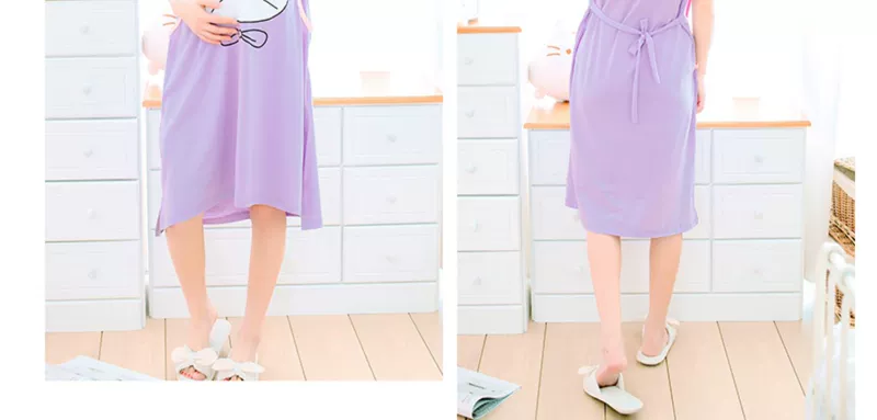 Váy ngủ cho con bú mùa hè ngắn tay trung dài váy phụ nữ mang thai đồ ngủ sau sinh tại nhà dưỡng lão phục vụ mùa hè giam giữ quần áo - Giải trí mặc / Mum mặc