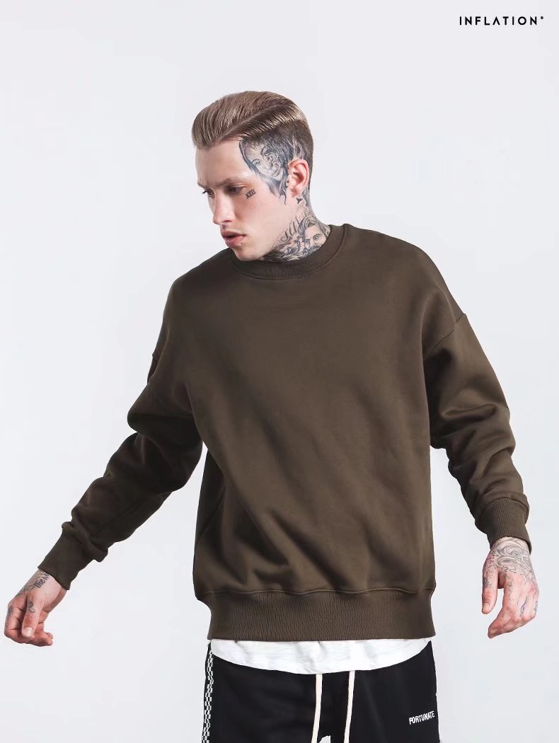 Mùa thu và mùa đông màu cotton nguyên chất và nhung oversize phiên bản rộng của áo len trùm đầu dài tay nam và nữ hip hop hoodie nỉ