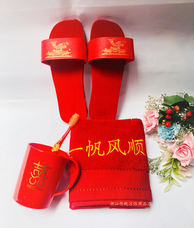 Chaoshan Customs Reveals the Garden Set, Red Clogs, Wooden Shoes for Men and Women, Kidsren and Adults, Chaozhou Slippers for Washing
